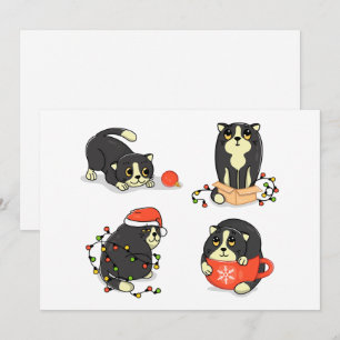 Cartão De Festividades Gatos de Natal Fofos e Divertidos