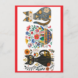 Cartão De Festividades Gatos e Flores Mexicana,