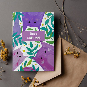 Cartão De Festividades Gatos e galhos Melhor dia do pai de gato do mundo