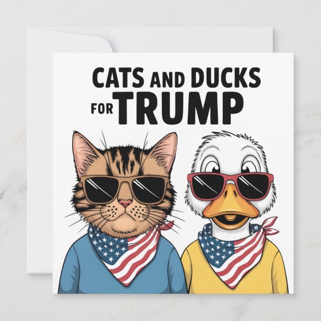 Cartão De Festividades Gatos E Patos Para O Presidente Trump, Trump (Frente)