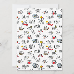 Cartão De Festividades Gatos engraçados, leite e magia.