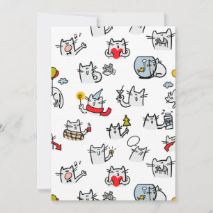 Cartão De Festividades Gatos engraçados, leite e magia.