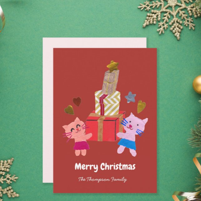 Cartão De Festividades Gatos festivos com terracotta de Natal (Criador carregado)