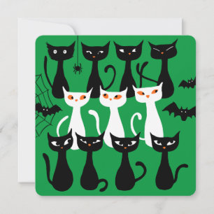 Cartão De Festividades Gatos fofos e assustadores de Halloween silhueta s
