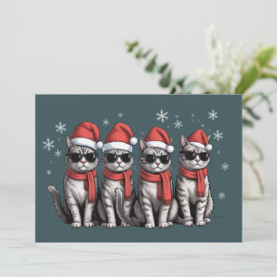 Cartão De Festividades Gatos Natal Gata Mãe Feriado Xmas Papai Noel