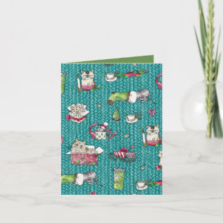 Cartão De Festividades Gatos no Natal