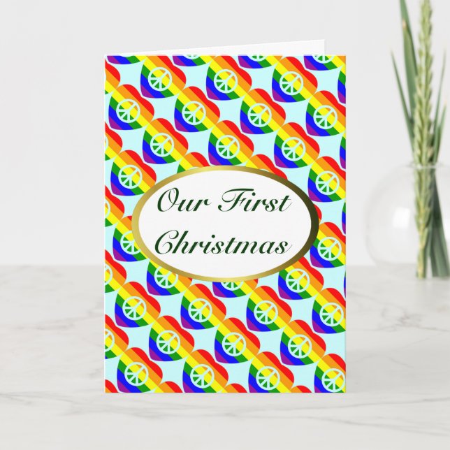 Cartão De Festividades Gay AND Lesbian Marriage First Christmas Card (Frente)