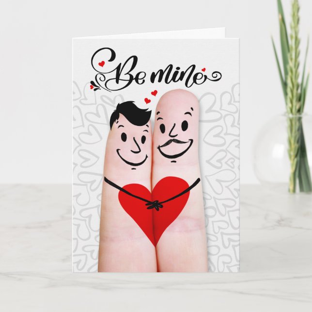 Cartão De Festividades Gay Partner Be Mine Valentine Finger Couple (Frente)