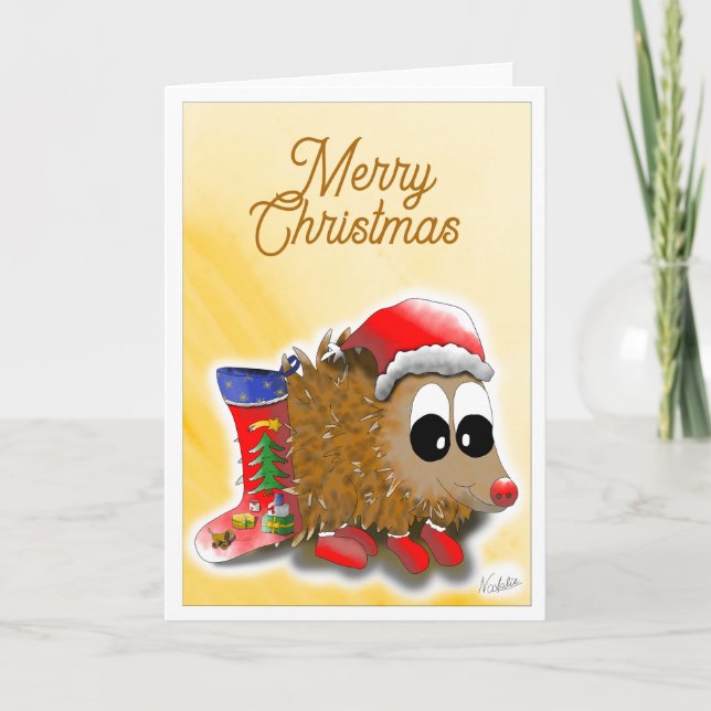 Cartão De Festividades GB Holiday card with cute hedgehog (Frente)