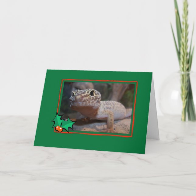 Cartão De Festividades Gecko Lizard Christmas Card (Frente)