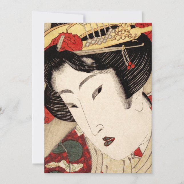 Cartão De Festividades Geisha Fine Art Japonês (Frente)