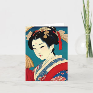 Cartão De Festividades Geisha Study F em Estilo Japonês