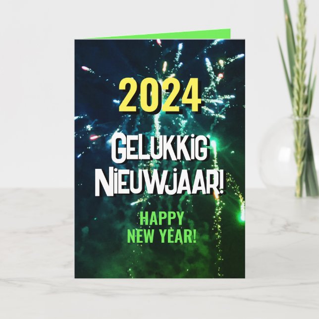 Cartão De Festividades Gelukkig Nieuwjaar | Verzenden via SMS 2024 (Frente)