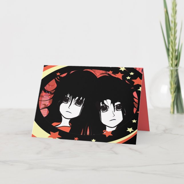 Cartão De Festividades Gêmeos Animes (Frente)