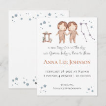 Gemini Zodiac Birth Announcement