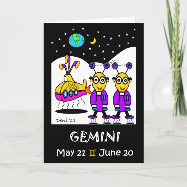 Cartão De Festividades Gemini Zodiac Greeting Card (Frente)