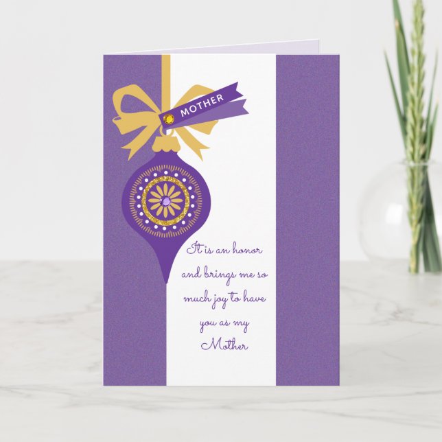 Cartão De Festividades Gemstone & Ornament De Natal Para Mãe (Frente)