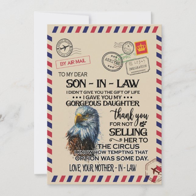 Cartão De Festividades Genro | Para o Meu Querido Genro Da Mãe (Frente)