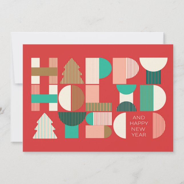 Cartão De Festividades Geométrico Holiday Cheer (Frente)