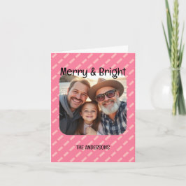 Cartão De Festividades Geométrico Rosa Apimentado Moderno com uma Foto