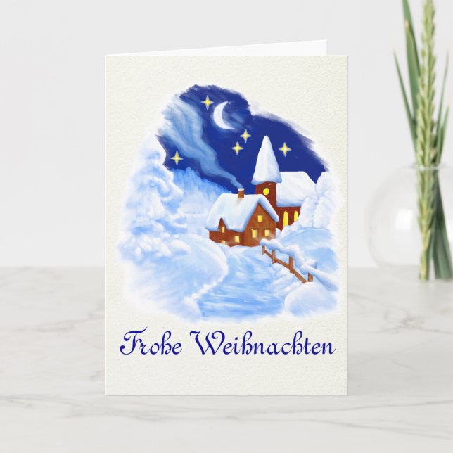 Cartão De Festividades German Merry Christmas Greeting Card (Frente)