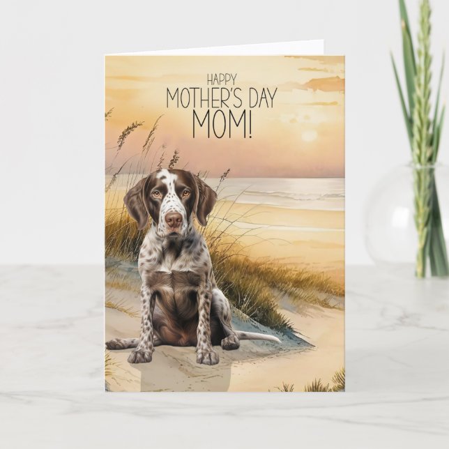 Cartão De Festividades German Pointer Dog Sunset Beach Mother's Day (Frente)