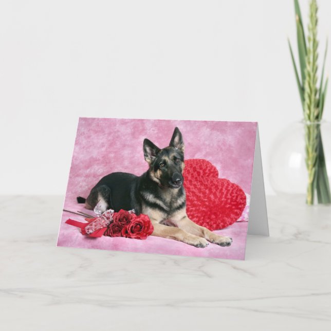 Cartão De Festividades German Shepard Valentine Card (Frente)