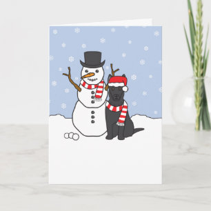 Cartão De Festividades German Shepherd and Snowman