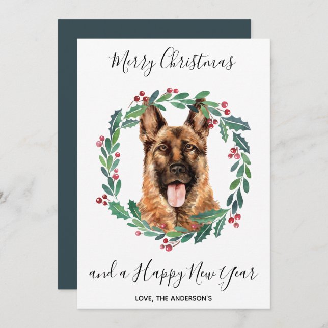 Cartão De Festividades German shepherd Cão Elegante Feliz Natal (Frente/Verso)