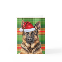 German shepherd Cão Vermelho Xadrez Verde Natal