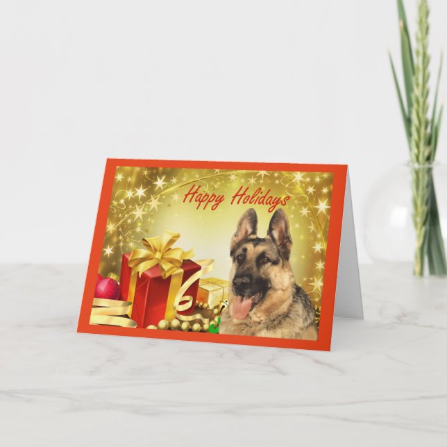 Cartão De Festividades German Shepherd Christmas Card Gifts (Frente)