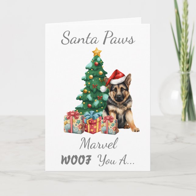 Cartão De Festividades German shepherd de Cachorro de Natal Personalizado (Frente)