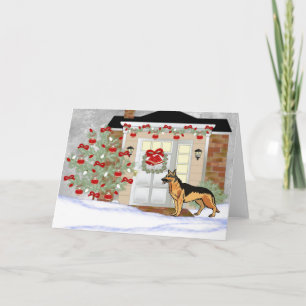 Cartão De Festividades German shepherd de Natal