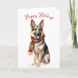 Cartão De Festividades German shepherd De Natal Em Flocos De Neve