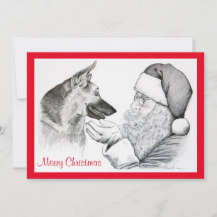 Cartão De Festividades German shepherd e Papai Noel
