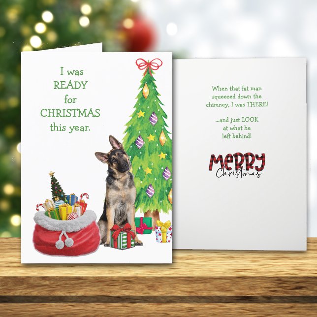 Cartão De Festividades German shepherd engraçado pronto para o Natal (Criador carregado)