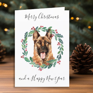 Cartão De Festividades German shepherd Feliz Cão de Trendy de Natal