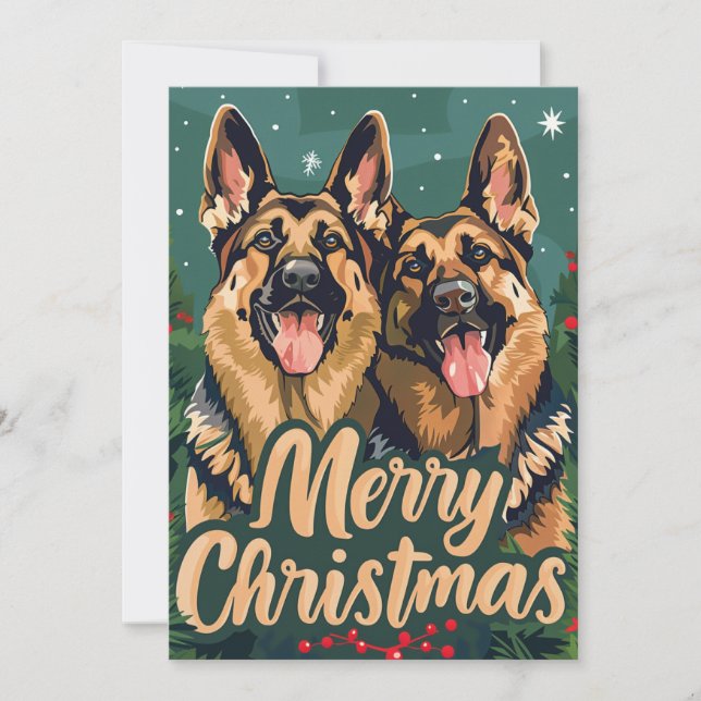 Cartão De Festividades German shepherd Feliz Natal (Frente)