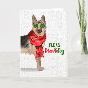 Cartão De Festividades German Shepherd Fleas NaviDOG Holiday Card