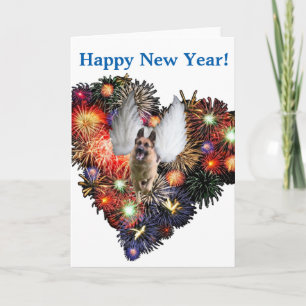 Cartão De Festividades German Shepherd Happy New Year Greeting Card