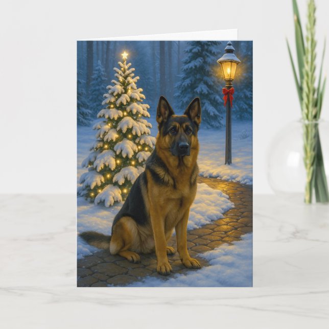 Cartão De Festividades German Shepherd Holiday Card (Frente)