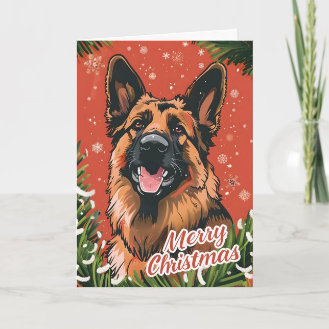 Cartão De Festividades German shepherd Natal (Frente)