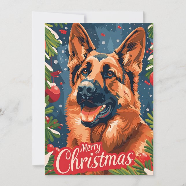 Cartão De Festividades German shepherd Natal (Frente)