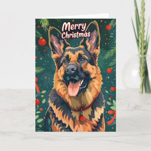 Cartão De Festividades German shepherd Natal