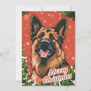 Cartão De Festividades German shepherd Natal