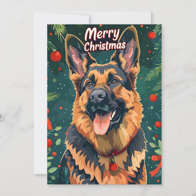 Cartão De Festividades German shepherd Natal (Frente)