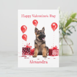 Cartão De Festividades German shepherd personalizado com Namorados de cai