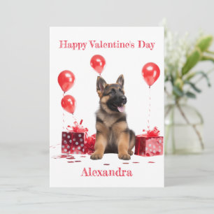Cartão De Festividades German shepherd personalizado com Namorados de cai
