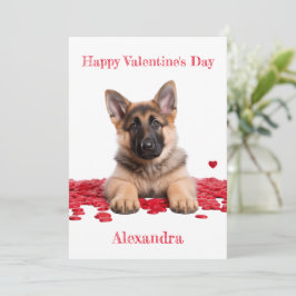 Cartão De Festividades German shepherd Personalizado Puppy no Namorados d