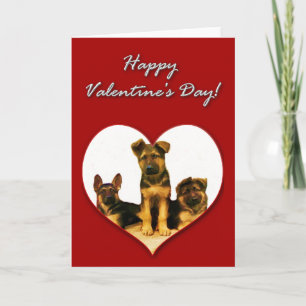Cartão De Festividades German Shepherd puppies Valentines Day Card